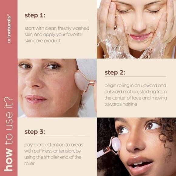 BOGO Pink Jade Facial Roller Anti Aging Wrinkle Reducing Rejuvenate Skin Care - Picture 2 of 3